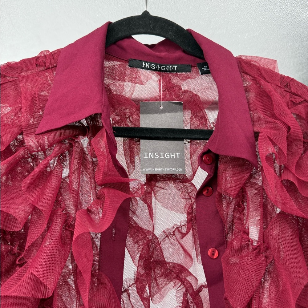 Insight Ruffled Long Sleeve Button Down Shirt - Picture 3 of 8